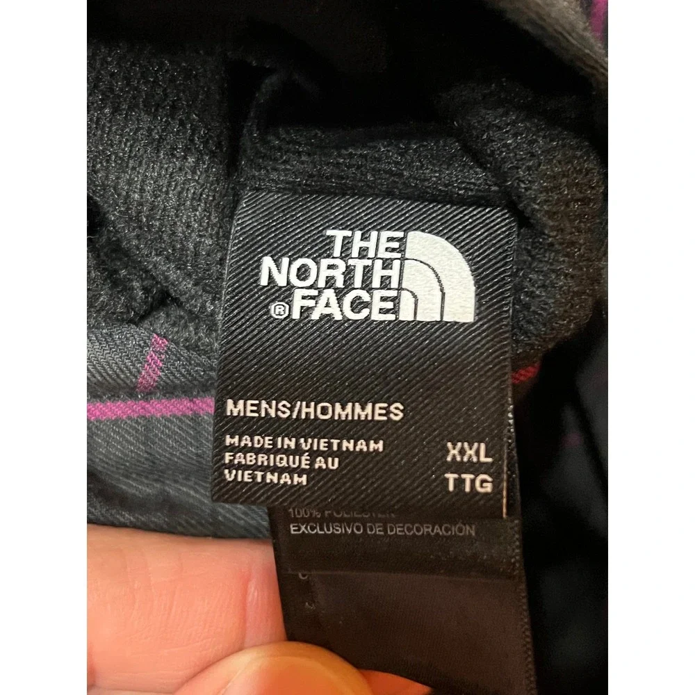 The North Face Mens XXL Reversible Quilted Flannel Shirt Jacket Black Plaid